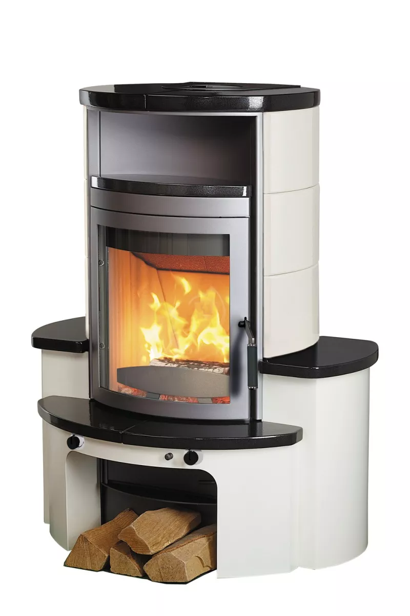 Hark Dauerbrandofen Kaminofen Avenso GT ECOplus Ofenkacheln creme weiß/ schwarz(6 kW)