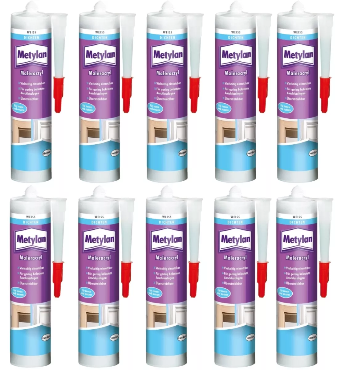 Metylan Maleracryl 10er Set 10x300 ml weiß 3L