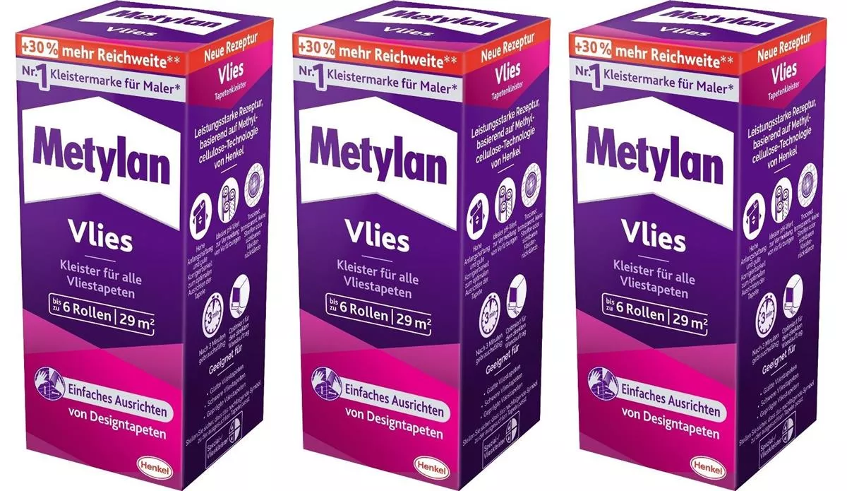 Metylan Tapetenkleister für Vliestapeten 3 für 2 (3 x 180 g)