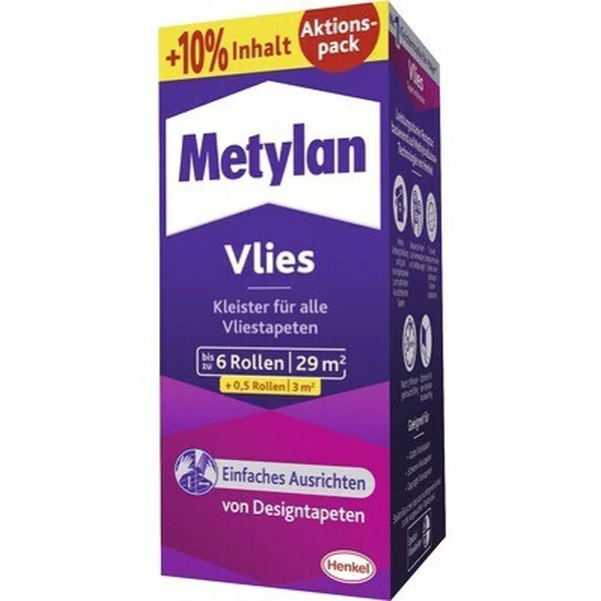 Metylan Vlies Tapetenkleister Tapetenkleber Kleister Pulver für bis zu 6,5 Rollen 200g AKTION