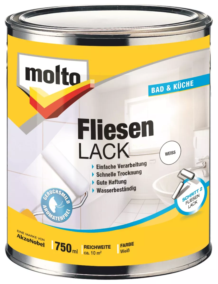 Molto Fliesen Lack weiß 750ml glänzende Schlusslackierung