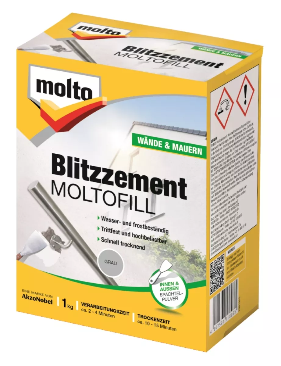 Molto Moltofill Blitzzement grau 1kg Verankern und Einzementieren