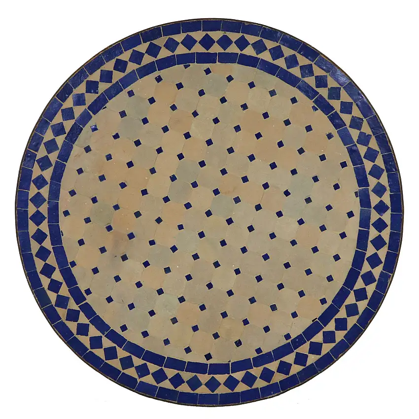 Mosaik Bistrotisch Rund 70 cm Blau/Raute
