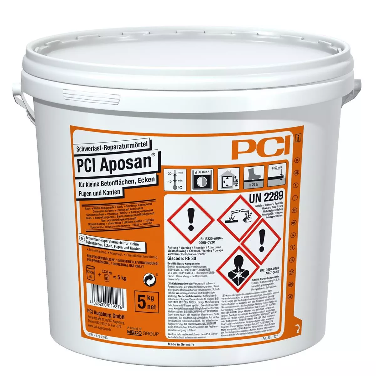 PCI Aposan Schwerlast-Reparaturmörtel für kleine Betonflächen, Ecken, Fugen und Kanten 5 kg