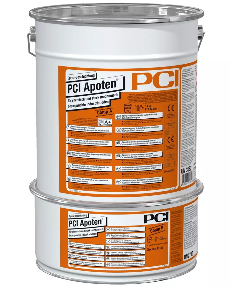 PCI Apoten 2K Epoxi-Beschichtung für chemisch und stark mechanisch beanspruchte Industrieböden kieselgrau 25 kg