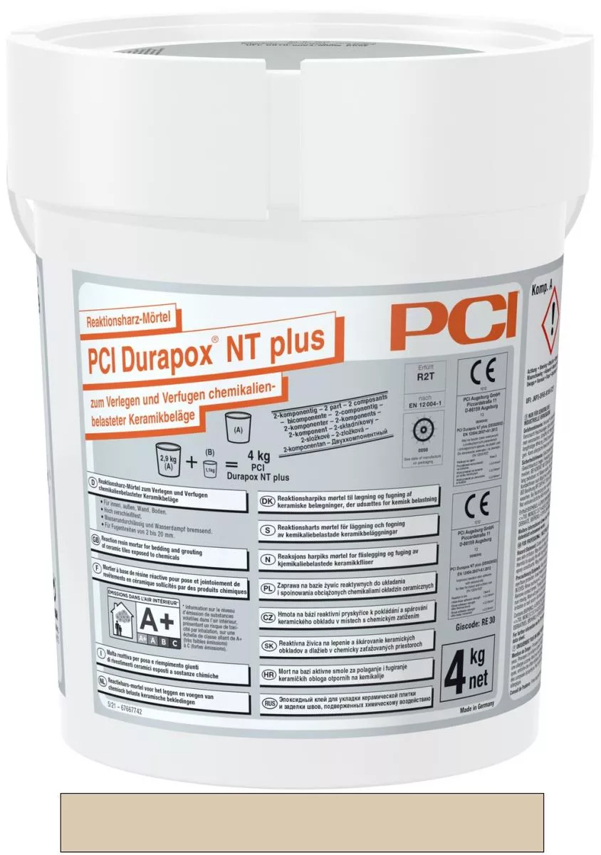 PCI Durapox NT plus Reaktionsharz-Mörtel zum Verlegen und Verfugen chemikalienbelasteter Keramikbeläge bahamabeige 4 kg