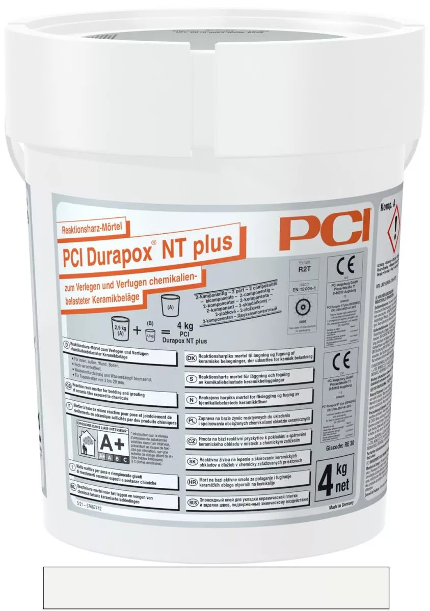 PCI Durapox NT plus Reaktionsharz-Mörtel zum Verlegen und Verfugen chemikalienbelasteter Keramikbeläge altweiß 4 kg
