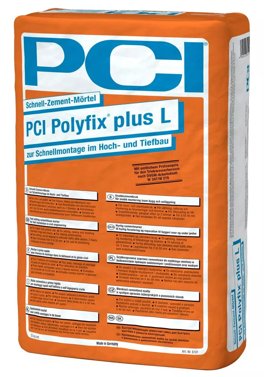 PCI Polyfix Plus L Schnell-Zement-Mörtel zur Schnellmontage im Hoch- und Tiefbau 25 kg