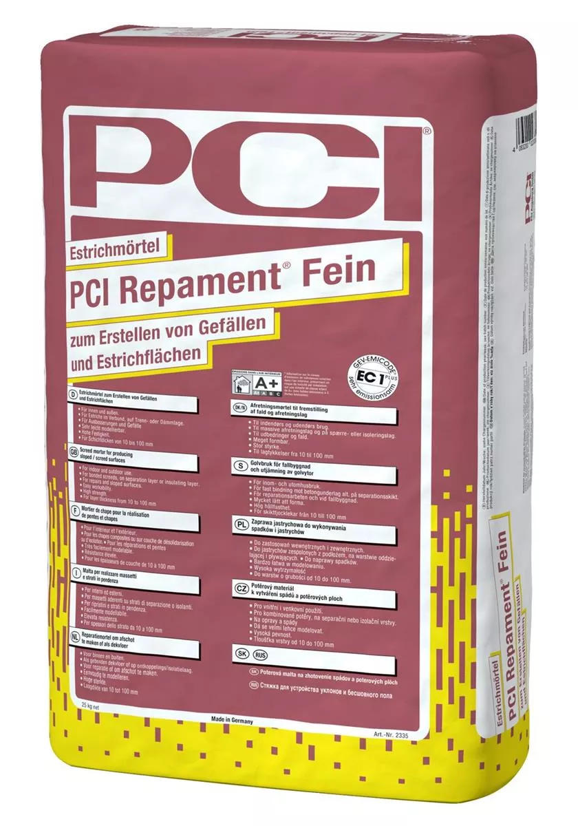 PCI Repament Fein Estrich-Mörtel zum Erstellen von Gefällen und Estrichflächen 25 kg