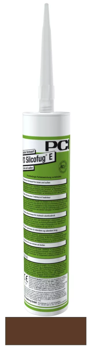 PCI Silcofug E elastischer Dichtstoff für innen und außen Silikon-Fugendichtmasse und -Klebstoff nussbraun (Nr.55) 310 ml