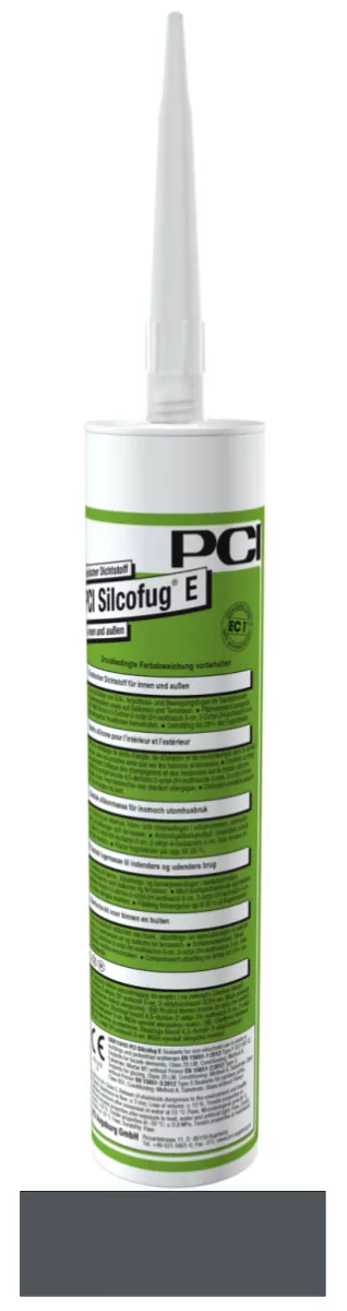 PCI Silcofug E elastischer Dichtstoff für innen und außen Silikon-Fugendichtmasse und -Klebstoff schiefergrau (Nr.61) 310 ml