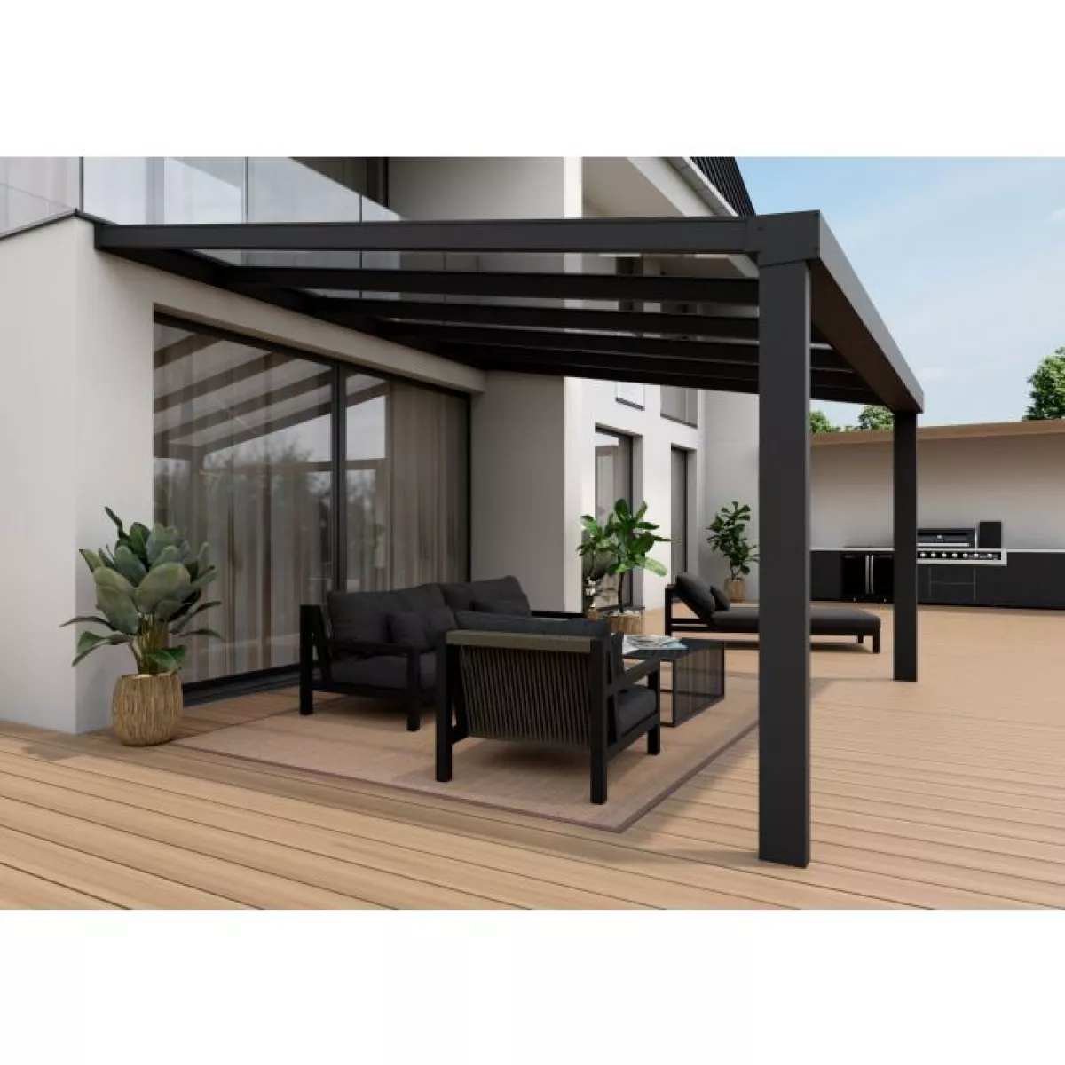 PCSdach Vision Alu Terrassenüberdachung Wandlänge 3,0 m inkl. Polycarbonat-Mehrfachstegplatten