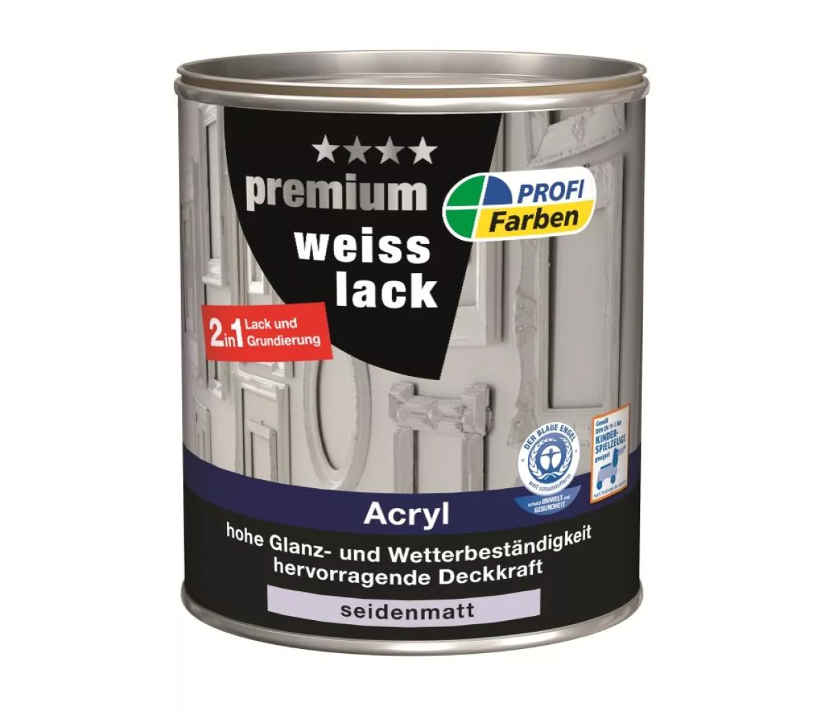 PROFI Acryl Premium Weißlack seidenmatt 375 ml Reinweiß RAL 9010