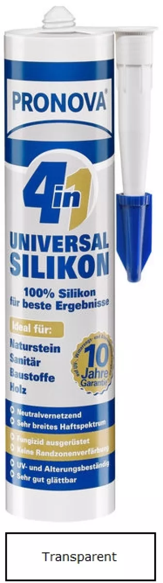 Pronova 4in1-Universalsilikon Dichtmasse transparent 300 ml Sanitär/Naturstein/Bau
