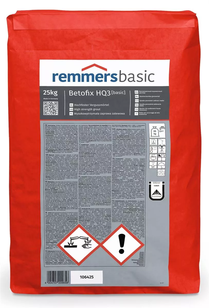 Remmers Betofix HQ3 Quellmörtel hochfester quellfähiger Vergussmörtel 25 kg
