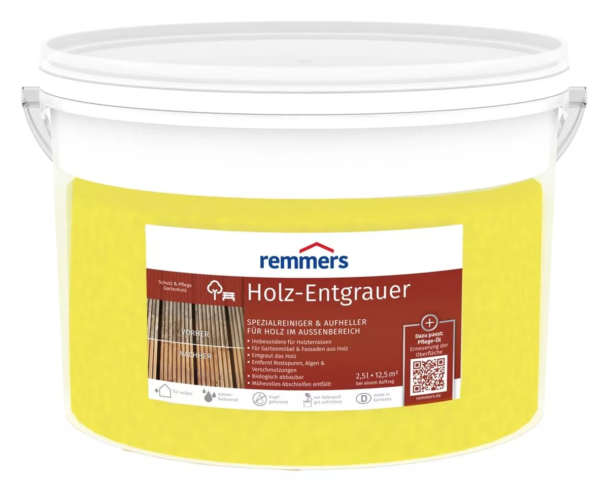 Remmers Holz-Entgrauer - Spezialreiniger & Aufheller für Holz im Außenbereich 2,5l
