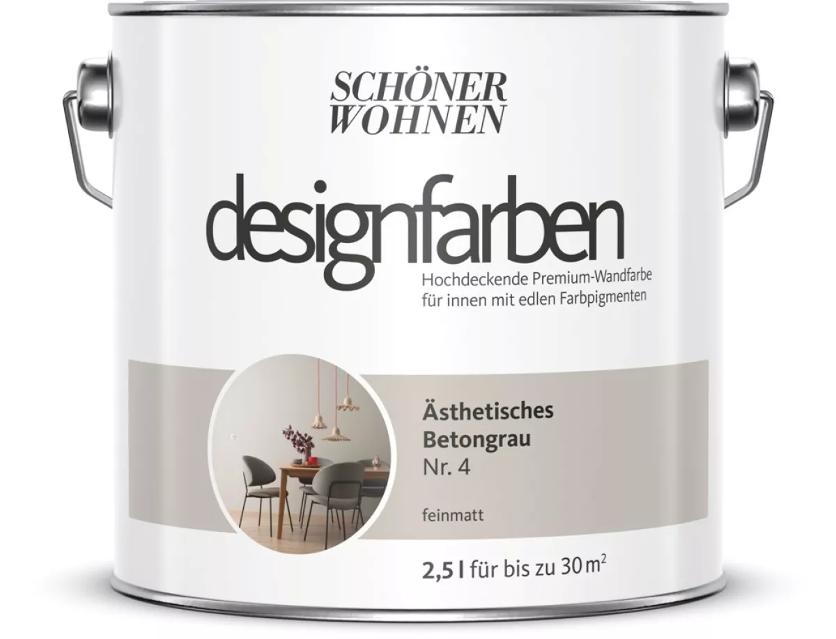 Schöner Wohnen Designfarbe Ästhetisches Betongrau Nr.4 - 2,5 L