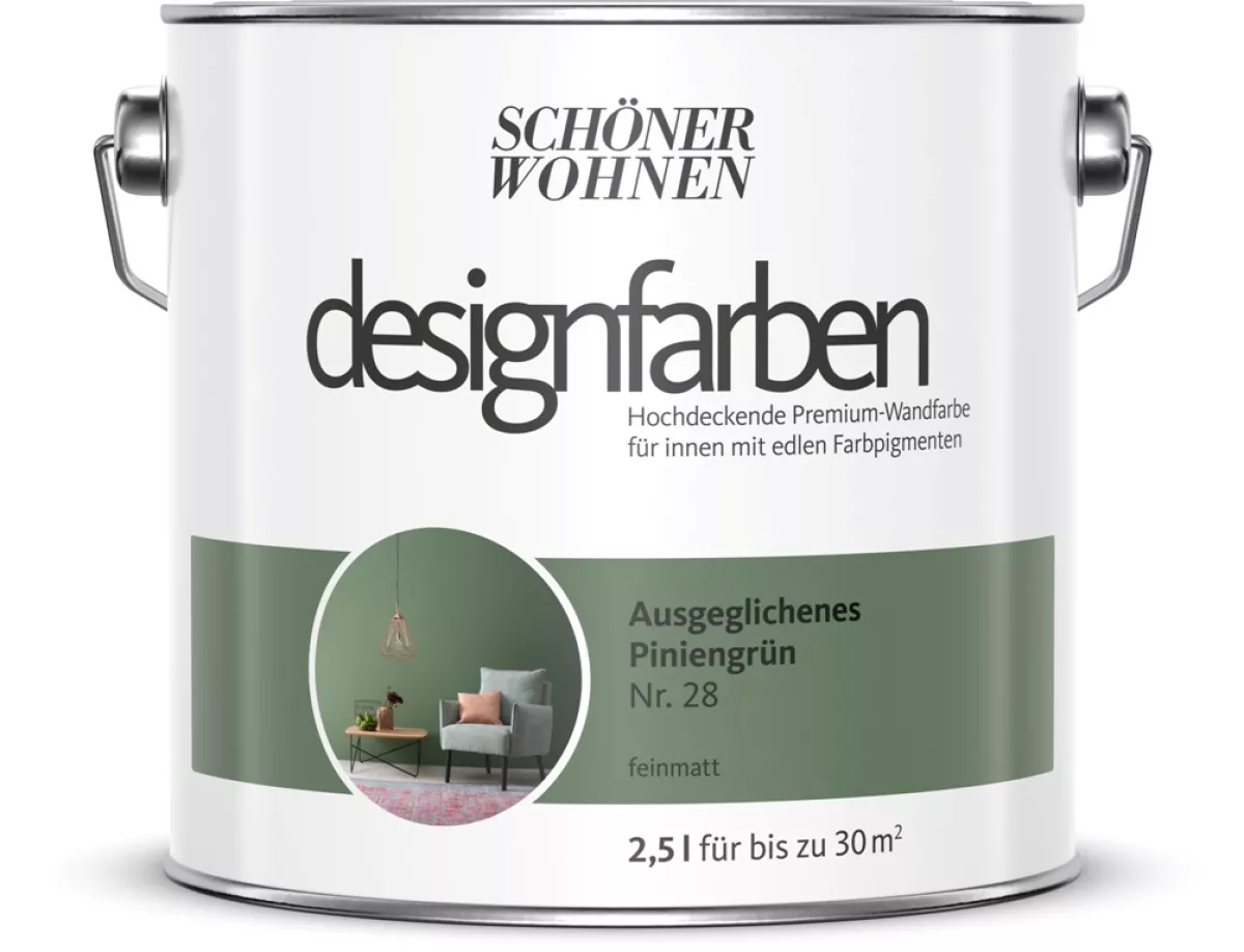 Schöner Wohnen Designfarbe Ausgeglichenes Piniengrün Nr.28 - 2,5 L