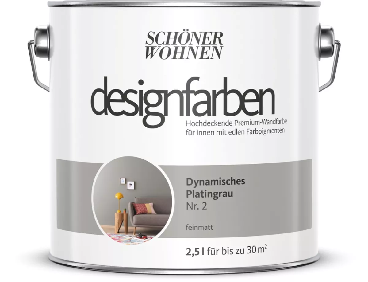 Schöner Wohnen Designfarbe Dynamisches Platingrau Nr.2 - 2,5 L