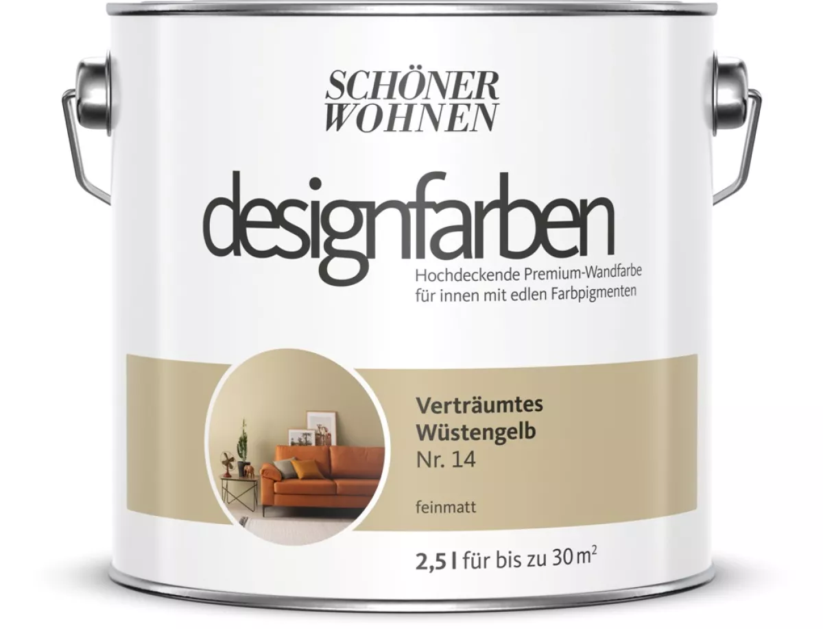 Schöner Wohnen Designfarbe Verträumtes Wüstengelb Nr.14 - 2,5 L