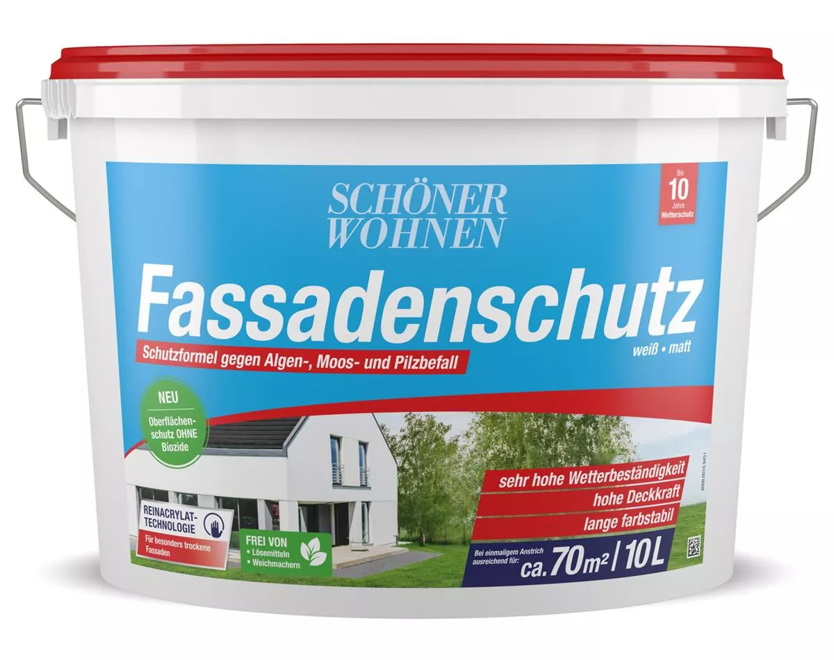 Schöner Wohnen Fassadenschutz gegen Algen- Moos- und Pilzbefall 10 Liter weiß
