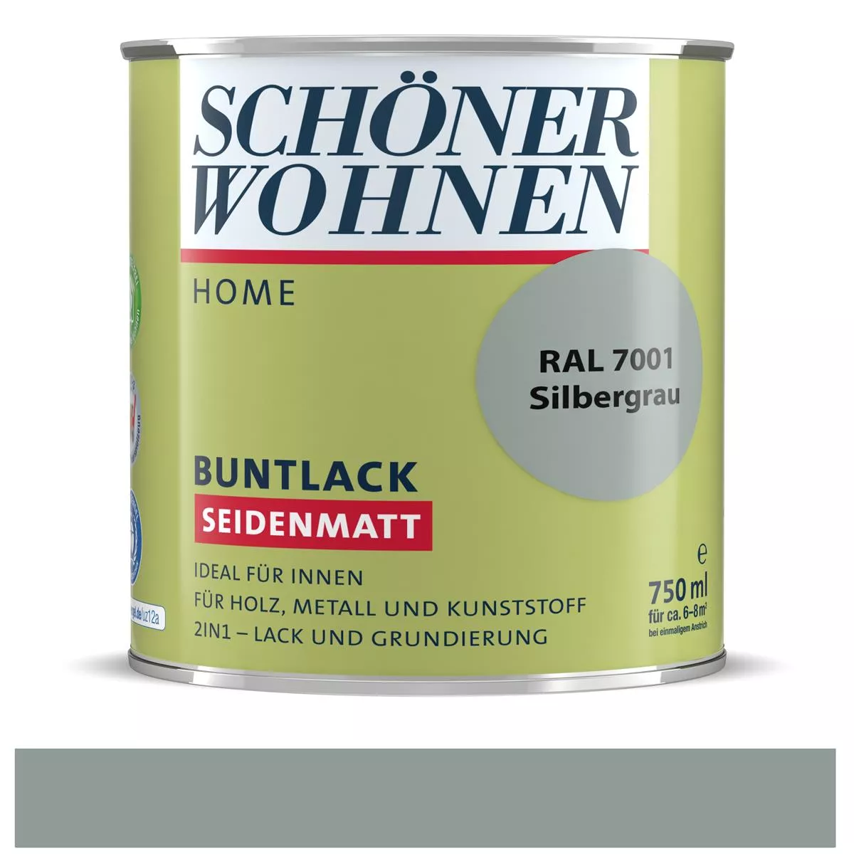 Schöner Wohnen Home Buntlack Silbergrau (RAL 7001) seidenmatt 750 ml