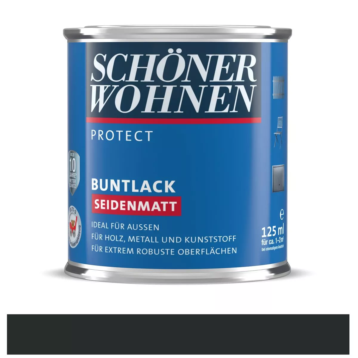 Schöner Wohnen Protect Buntlack Anthrazitgrau (RAL 7016) seidenmatt 125 ml
