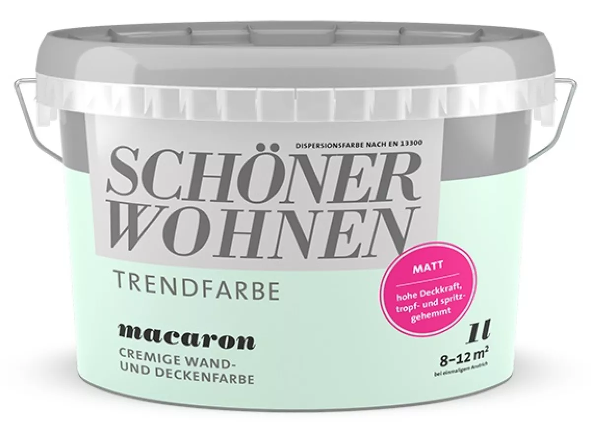 Schöner Wohnen Trendfarbe Wandfarbe Deckenfarbe Macaron matt 1 L