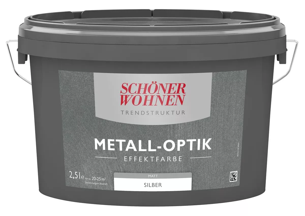 Schöner Wohnen Trendstruktur Effektfarbe Metall-Optik Silber matt 2,5 L