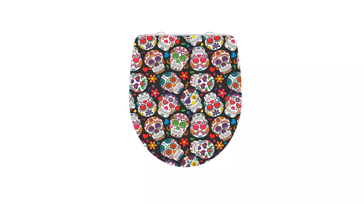 Schütte Duroplast WC-Sitz CRAZY SKULL, Toilettensitz, Klobrille mit Absenkautomatik & Schnellverschluss