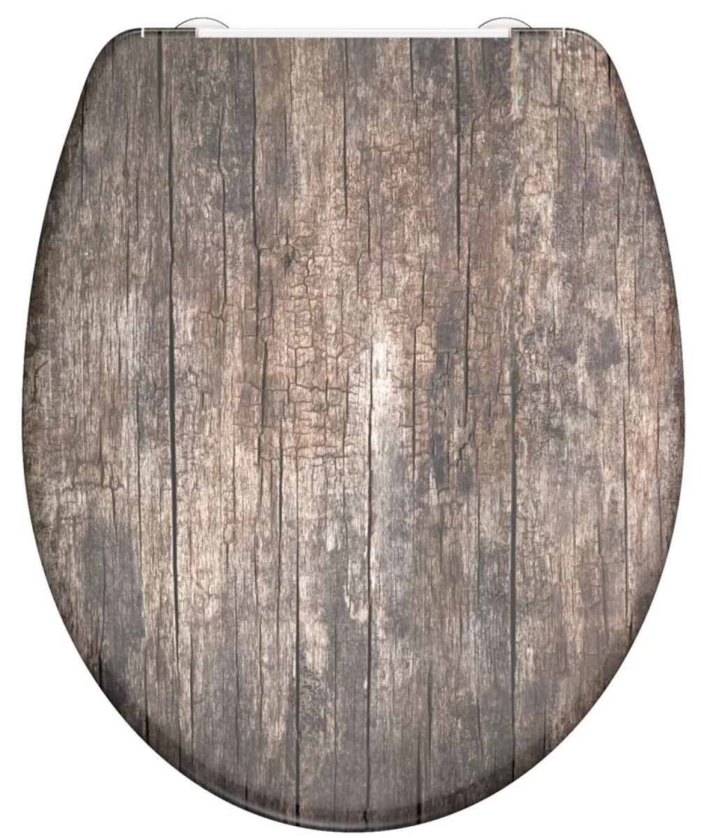 Schütte Duroplast WC-Sitz OLD WOOD, Toilettensitz, Klobrille mit Absenkautomatik & Schnellverschluss