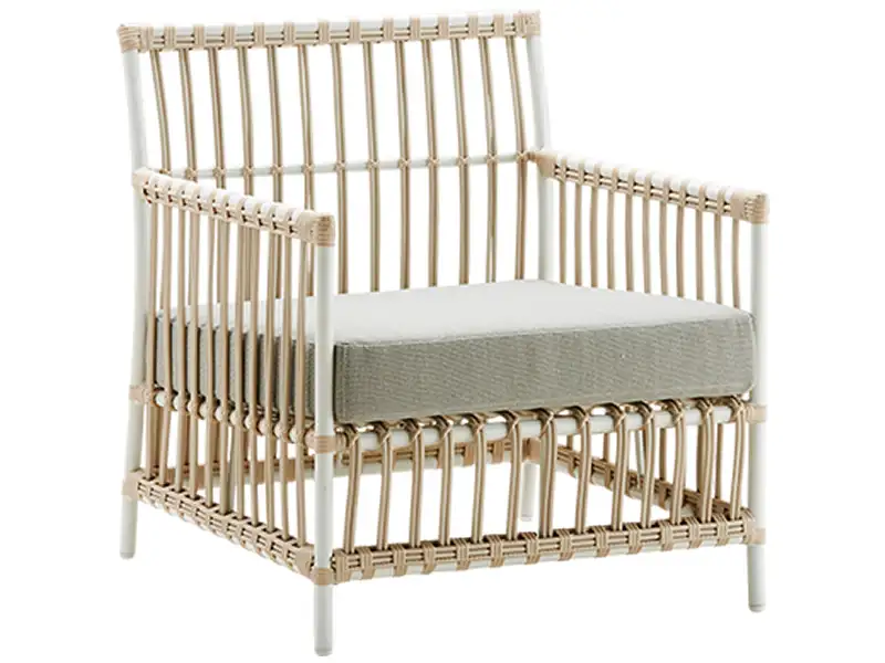 Sika Design EXTERIOR Caroline Lounge Sessel, Dove White inkl. Sitz- und Rückenkissen, Alurattan