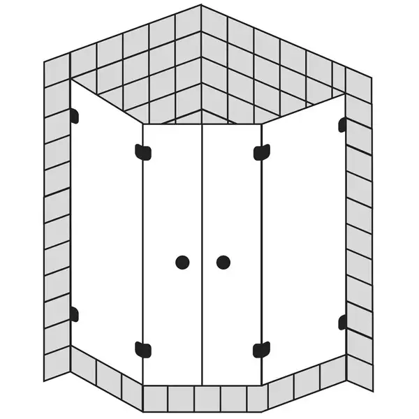 Sprinz BS-Dusche Rahmenlos, Fünfeck 900x900x2000 kristall hell / chrom/silber hochglanz					(BS52.9)