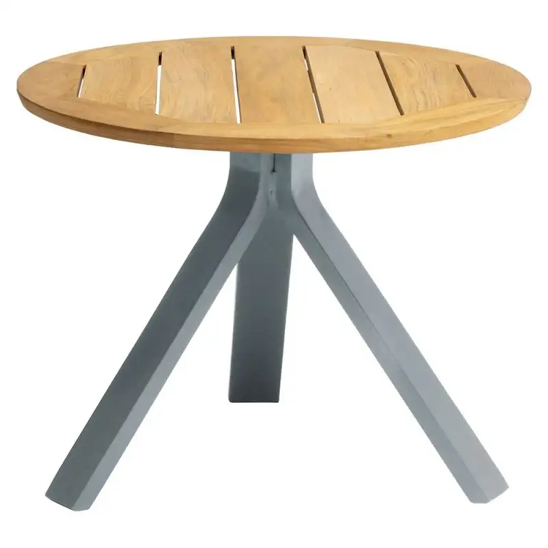 Stern Beistelltisch Freddie Ø 55 cm Aluminium graphit mit Tischplatte Teak