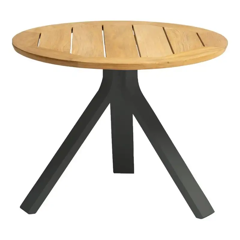 Stern Beistelltisch Freddie Ø 55 cm Aluminium anthrazit mit Tischplatte Teak