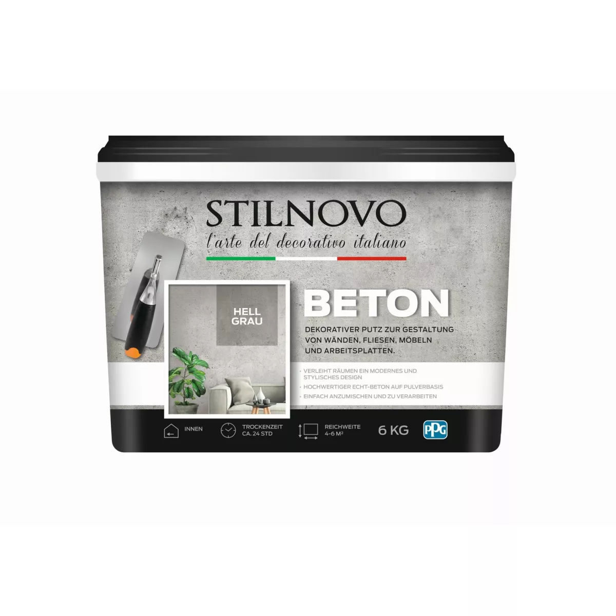 Stilnovo Betonfarbe Hellgrau 6 kg mineralischer Echtbeton