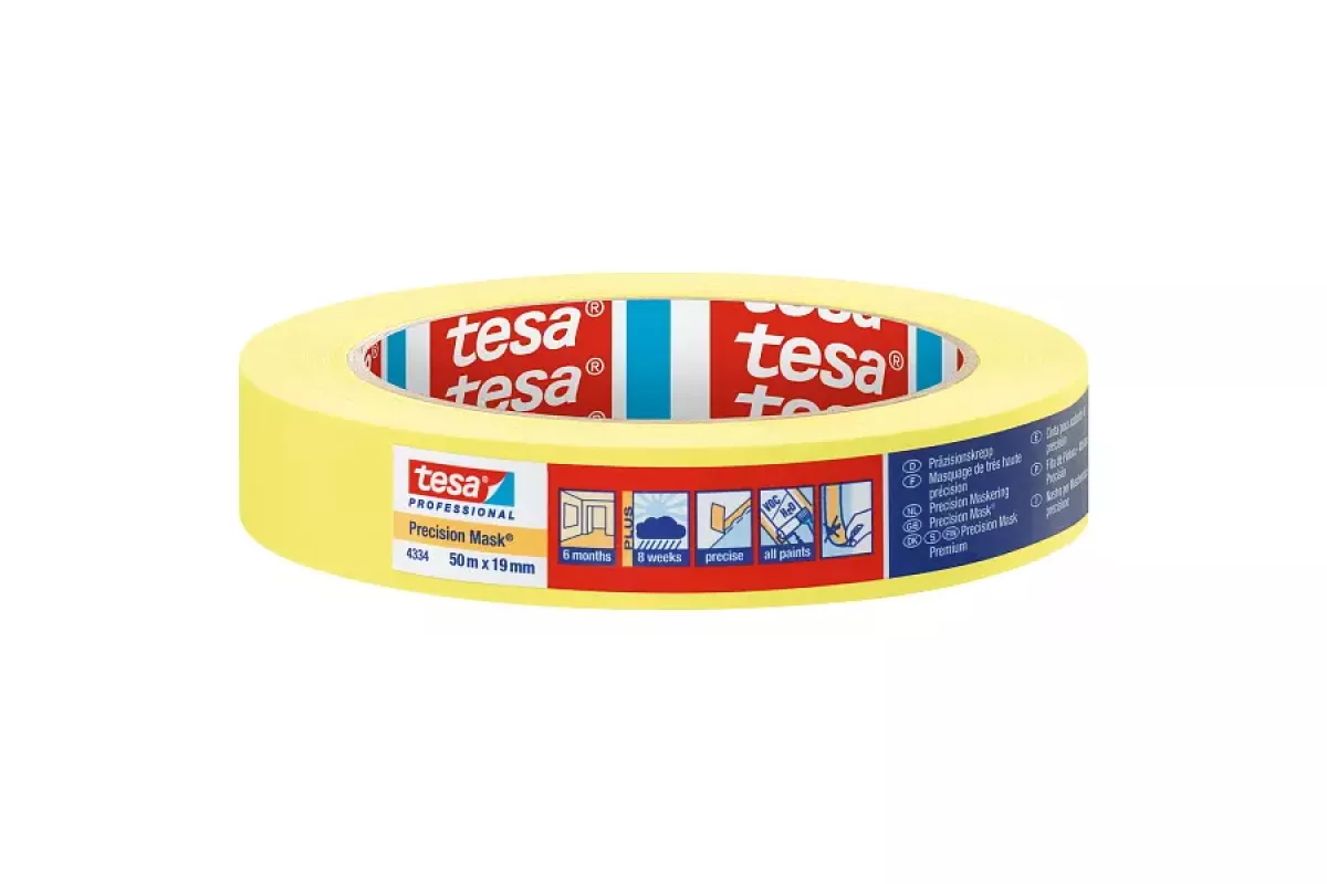 tesa 04334 50m:19mm Präzisionskrepp PLUS Malerkrepp Klebeband