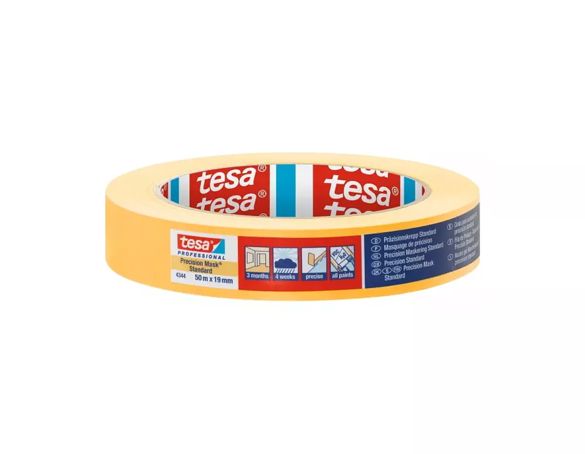 tesa 04344 50m:19mm Präzisionskrepp Standard Malerkrepp Klebeband