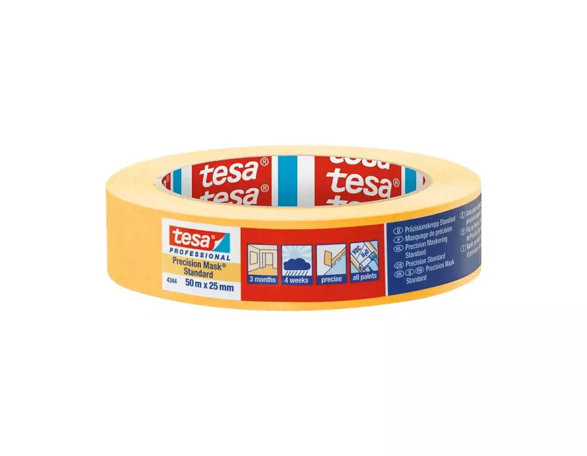 tesa 04344 50m:25mm Präzisionskrepp Standard Malerkrepp Klebeband