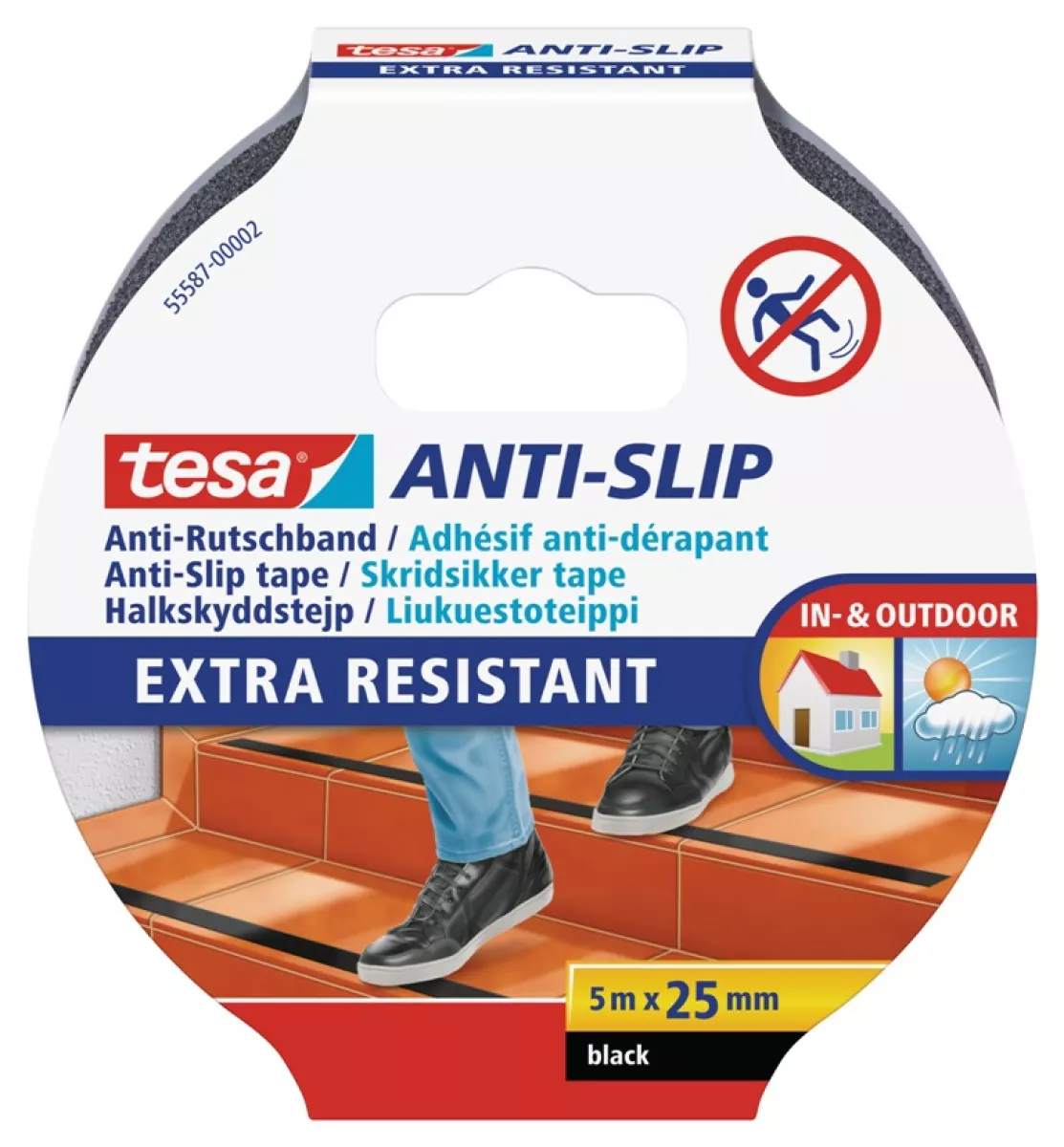 tesa Anti-Slip Anti Rutschband schwarz innen & außen 5 m x 25 mm