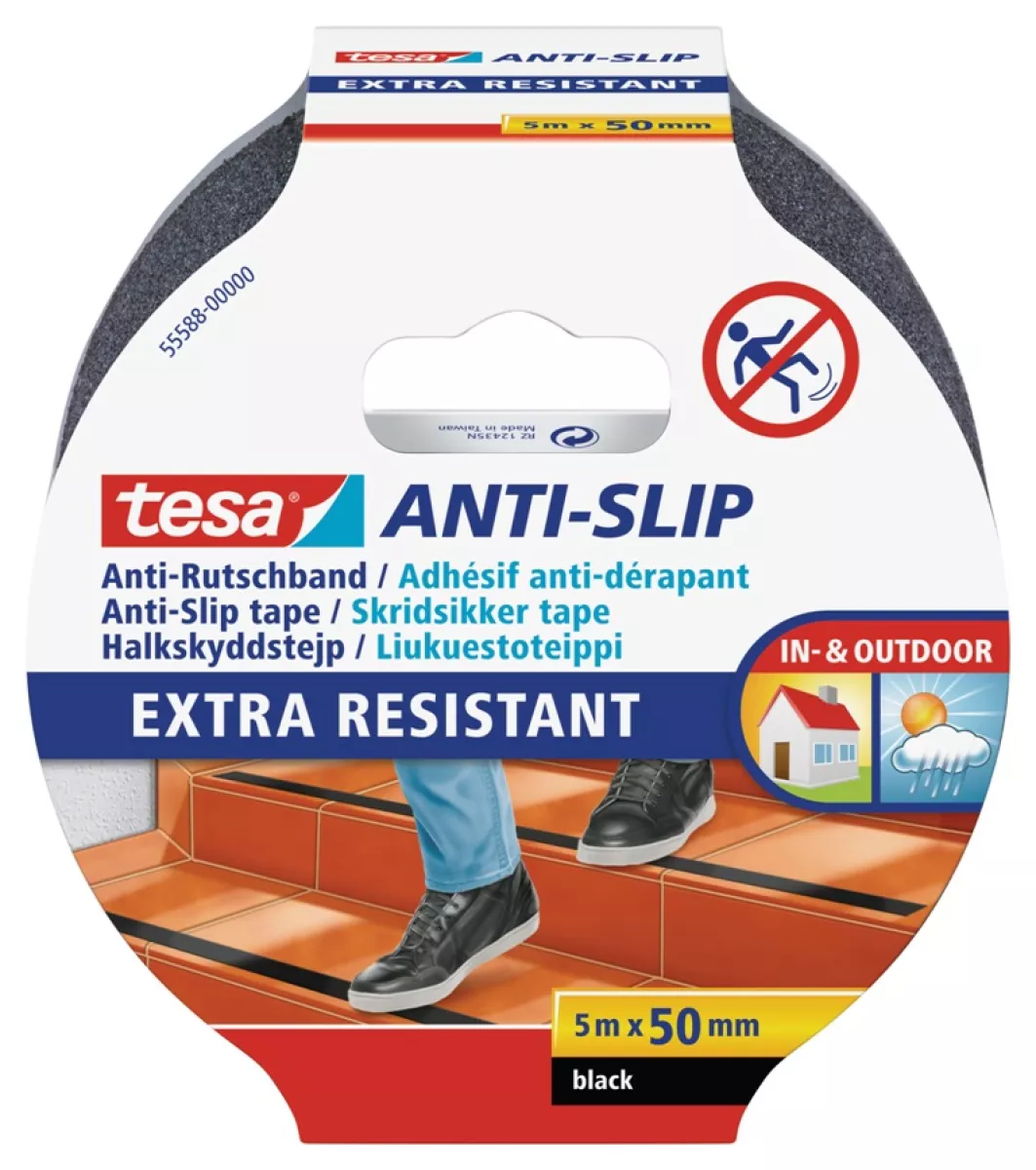 tesa Anti-Slip Anti Rutschband schwarz innen & außen 5 m x 50 mm
