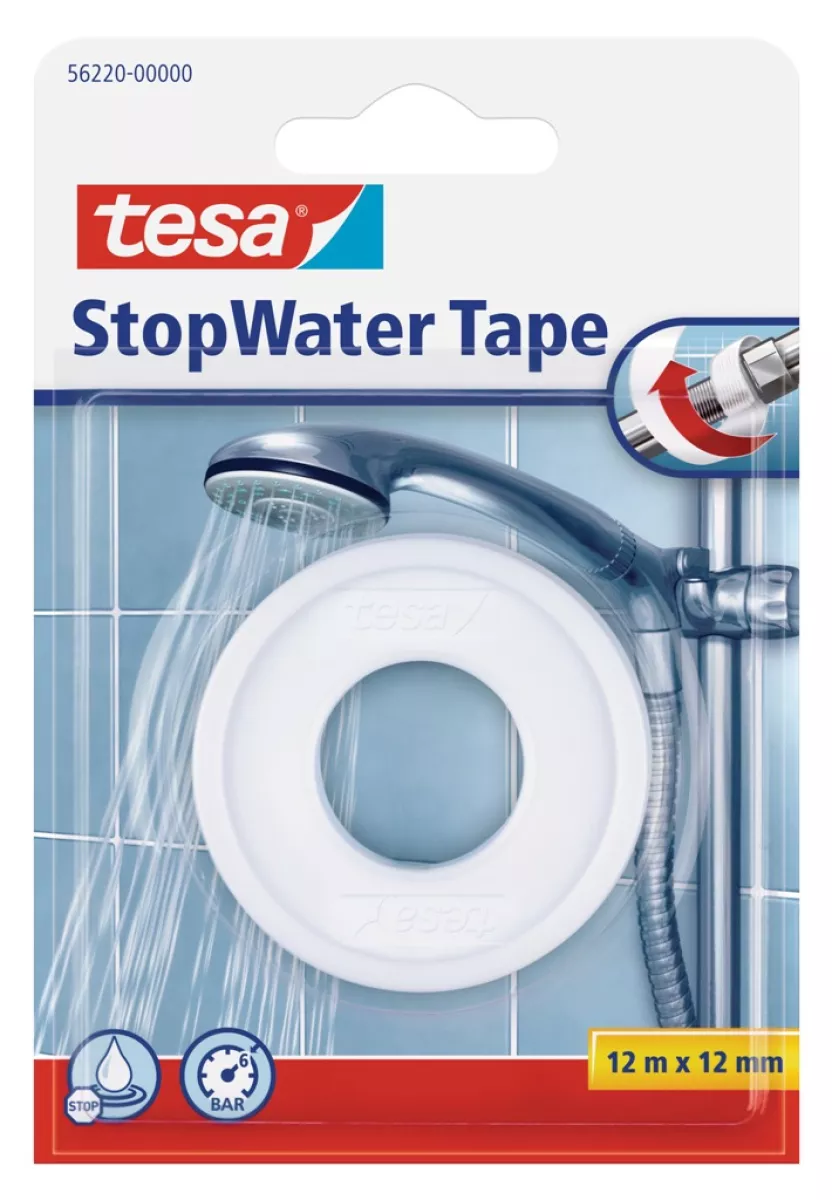 tesa Dichtungsband StopWater 12 m x 12 mm weiss wasserfeste Abdichtung