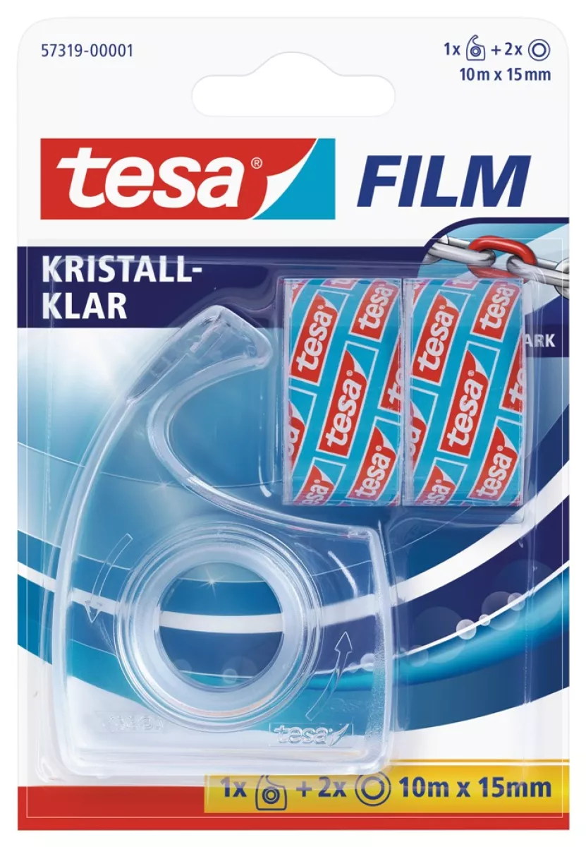 tesa tesafilm Klebeband kristall-klar 10m x 15mm farblos 2 Stück + Abroller