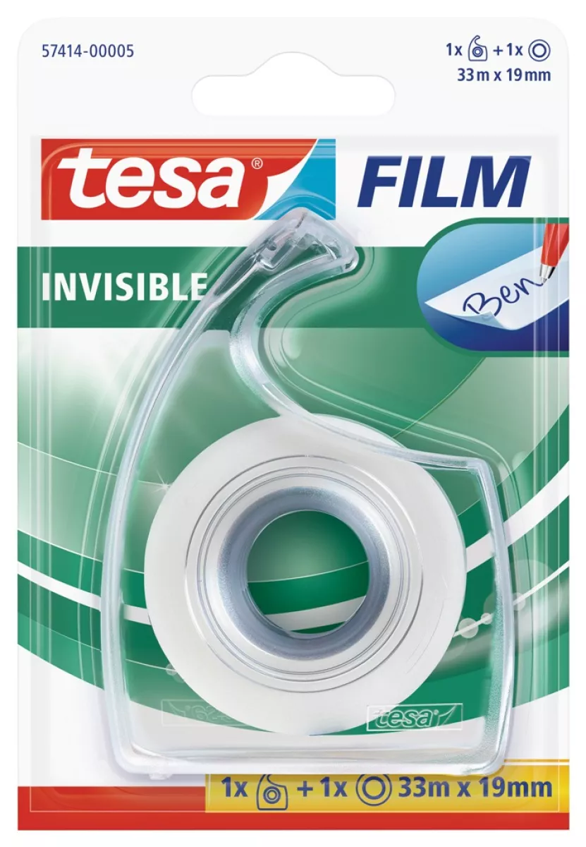 tesa tesafilm Klebeband matt-unsichtbar 33m x 19mm farblos 1 Stück + Abroller