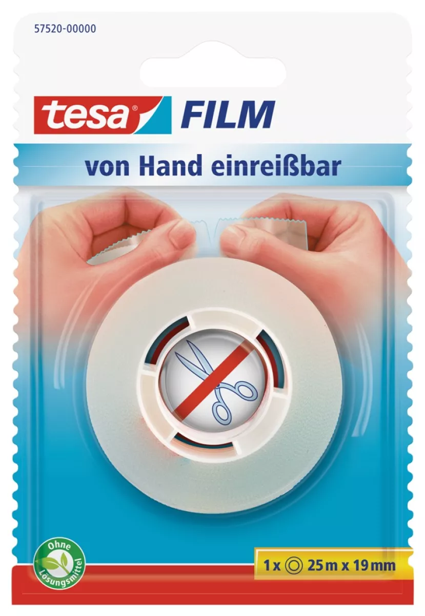 tesa tesafilm Klebeband transparent von Hand einreißbar 25m x 19mm
