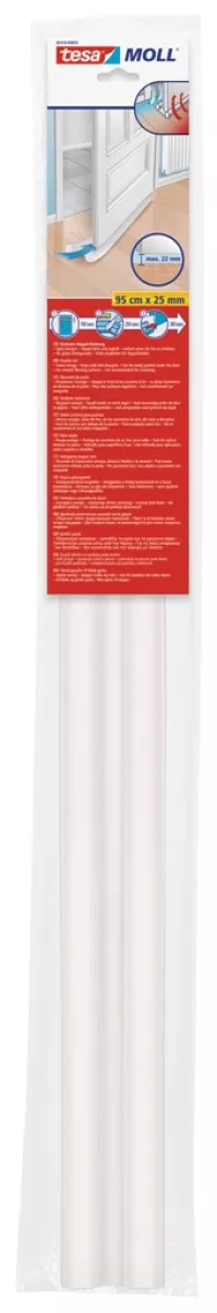tesamoll Türbodendoppeldichtung weiss Zugluftstopper für Parkett & Laminat 95cm x 25mm