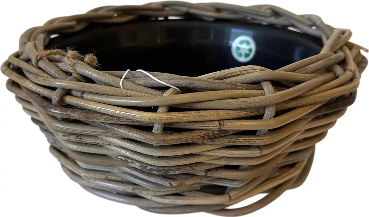 VAN DER LEEDEN DRYPOT Rattan grob Pflanzschale Outdoor Grau Ø 30 cm Höhe 12 cm Sylter Körbe