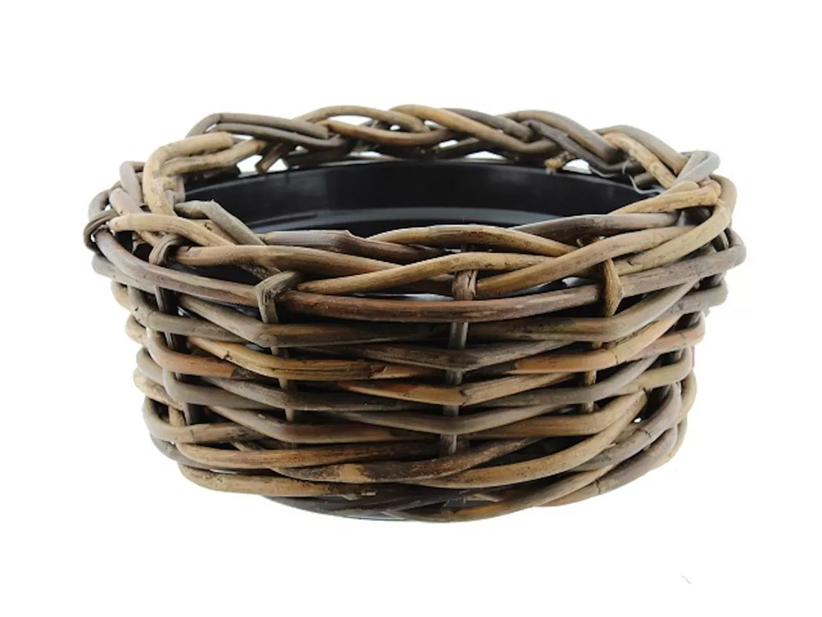 VAN DER LEEDEN DRYPOT Rattan grob Pflanzschale Outdoor Braun Ø 40 cm Höhe 20 cm Sylter Körbe