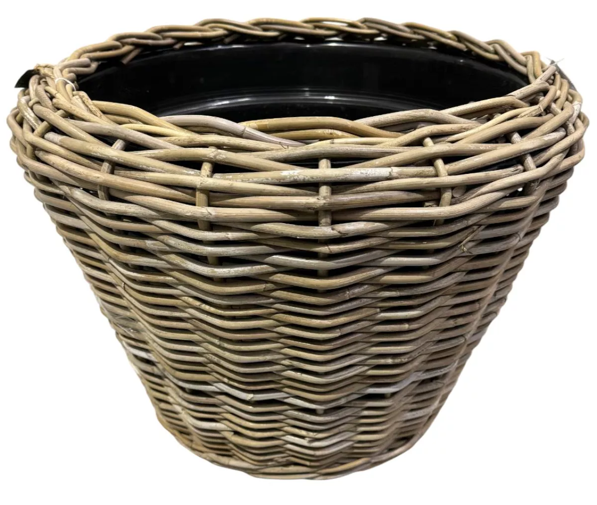 VAN DER LEEDEN DRYPOT Rattan Pflanzkübel Outdoor Grau Ø 65 cm Höhe 50 cm Sylter Körbe