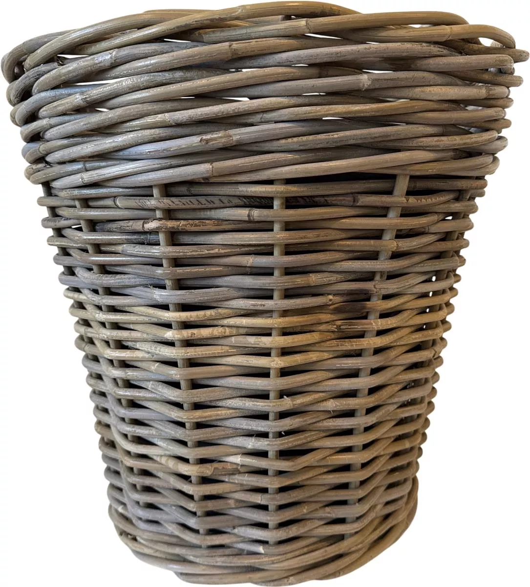 VAN DER LEEDEN DRYPOT Rattan Pflanzkorb Outdoor Grau Ø 46 cm Höhe 47 cm Sylter Körbe